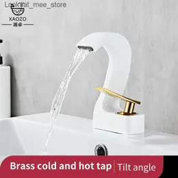 Rubinetti per lavandino del bagno Argento / nero / grigio / oro / bianco / platino / platino rubinetti per bagno caldi e freddi lavabi rubinetti per lavabo a cigno Q240301