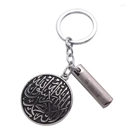 Keychains Shahada Ayatul Kursi Rostfritt stål Key Chains Islam Muslim Ring