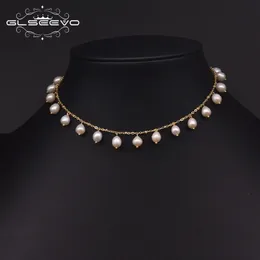 GLSEEVO Natural Fresh Water Pearl Choker Halsband för kvinnor Handgjorda minimalism Lyxiga fina smycken Bröllopspresent GN0226 240227