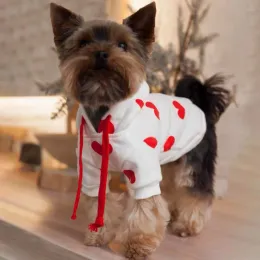 フーディーズハートプリントパーカーペット服をかわいい犬のためにかわいい犬服を綿春のファッションピンクガールチワワ猫衣装衣装