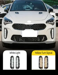 1 par dimlampa för Kia Stinger 2017 2018 2019 2020 med gul bländsignalfunktion bil DRL LED DAYTIME Running Light9346073