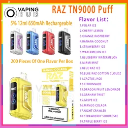 Original RAZ TN9000 Puff Disposable Vape Pen E-cigarettes 650mAh Rechargeable Battery 12ml Pre filled Pods 9K Puffs Vape Pen