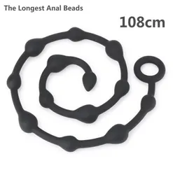 The Longest Anal Beads 108cm Anal Plug Sex toys for Woment and Men Silicone Prostate Massager Erotic Flirt Toy Drop 6656223