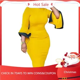 スーツ・フォーマル・ドレス Lerure Fluffy sleeve pencil dress yellow LE'RURE（リルアー）の「Fluffy sleeve pencil dress（ドレス