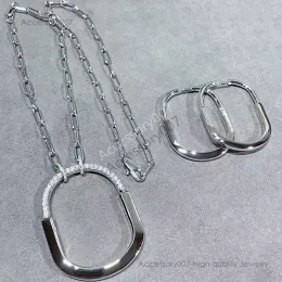 braccialetto di gioielli firmati7A Collana di orecchini con testa di blocco di moda Set Ciondolo con mezzo diamante da donna classico di lusso Gioielli di alta qualità con scatola