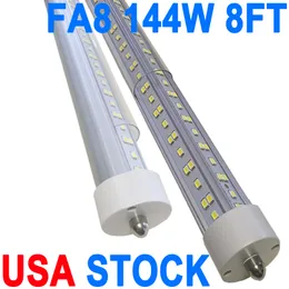 T8 T10 T12 LED Tube Lights, Dual-End Powered, Remove Ballast, Type B Bulbs, 8FT FA8, 144W 6500K Super Bright LED Replacement for Fluorescent Tubes, Clear Cover crestech