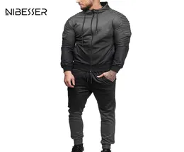 NIBESSER Herbst Männer Farbverlauf Trainingsanzug Set Zipper Hoodies Jacke Outwear Pullover Fitness Training Jogger Fitness Sets7777647