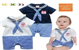 Vestiti estivi per neonati Tute per bambini risvolto blu scuro Pagliaccetti per neonati manica corta 2 colori 3 taglia 6 pzlot1831372