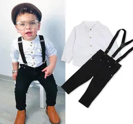 Children boys gentleman outfits baby Shirt topsuspenderpants 3pcssets Autumn kids Clothing Sets 2 colors C54156339693