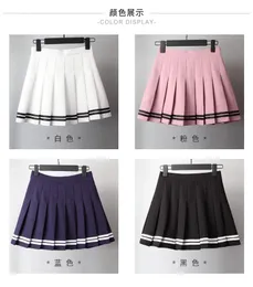 Kawaii harajuku saias preppy uniforme escolar cintura alta plissado mulheres meninas lolita aline saia de marinheiro 240227