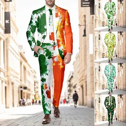 Tute da uomo Abiti da festa per uomo Blazer 2 pezzi Set elasticizzati casual Pantaloni Cappotti Abiti formali di lusso completi St Pat