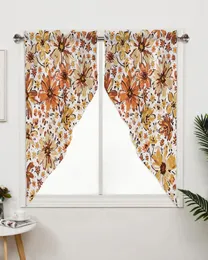 Curtain Autumn Floral Texture Window Living Room Bedroom Decor Drapes Kitchen Decoration Triangular