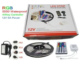 Led Strip Light RGB 5M 5050 SMD 300Led Waterproof IP65 44Key Controller Power Supply Transformer With Box Christmas Gifts Reta6448690