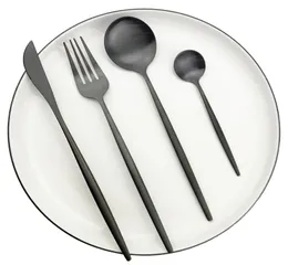 40Pcs Black Matte Cutlery Set 304 Stainless Steel Dinnerware Set Knife Fork Spoon Flatware Western Kitchen Silverware Tableware T29407603