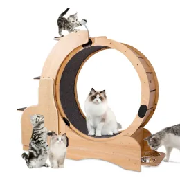 Repellents Cat Sports Running Wheel, Cats Wheel Wood Climbing Frame, Cat Litter Fitness Wheel, Oversized Roller Cat Indoor Activity Center