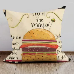 Pillow Hamburger Eggs Coffee Retro Poster Covers Home Friends English Words Decorative Case