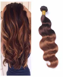 Ombre Peruvian Dark Brown Human Hair Extensions 전체 34 번들 2 톤 430 Body Wave Virgin Hair Weave Wefts Dealss3987953