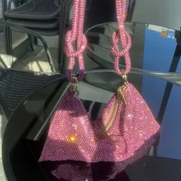 Rhinestones Akşam Debriyaj Çantası Kristal Yemek Partisi Düğün Çantalar ve Lüks Tasarımcı Alışveriş Hobo Omuz Çantası 240220