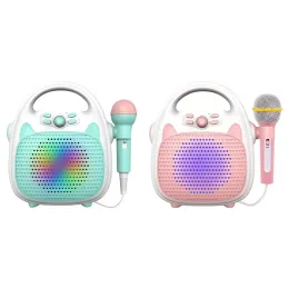 Konuşmacılar Bluetooth Kids Kablosuz Müzik Oyuncusu Çocuk Karaoke Şarkı Söyleme Makinesi Oyuncak Hoparlör Erkek Kız Parti Hediye Led Işık Desteği TF