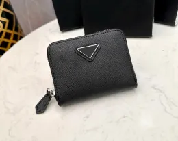 2024 Mulheres Designer Titulares de Cartão Luxo Triângulo Marca Carteiras de Alta Qualidade Famoso Estilista Zipper Bolsas Moda Letras de Metal Senhoras Saco de Embreagem com Caixa Original