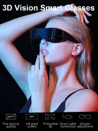 Urządzenia 2022 Nowe obiektyw 3D Inteligentne okulary wideo Bezpośrednie połączenie kabla USB HD Screen Camera Zużycie VR Bluetooth WiFi Podwójne głośniki stereo
