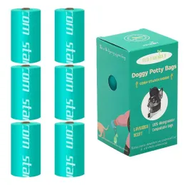 Bags Doggie Poop Bags 6 Rolls Compostable Poop Bags 33x23cm/13x9inch Dog Bags For Dog Poops Cat Litters Domestic Trash 15 Doggy Bags