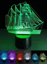 3D Optical Illusion Touch Night Light LED Desk Lamp Art Piece with 7 changing Colors USB Powered4771823