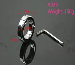 A039 Anel de suporte de carga escrotal de aço inoxidável de alta qualidade O anel peniano JJ Dispositivo de bondage testicular 150G produto adulto3495716
