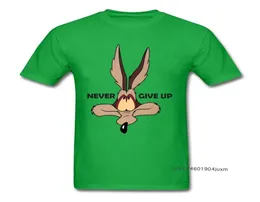 Fox Tops Wolf Tees Men Zielony Tshirt Coyote Never Give Up Funny T Shirt Najnowszy kreskówka TSSHIRTS Ubrania zespołowe Custom2474922