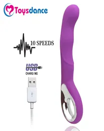 Toysdance 10 Mod Silikon Gspot Vibratör Kadınlar için USB Şarj Edilebilir Güçlü Değnek Masajı Yetişkin Seks Oyuncak Orgazm Dildo Vibe Y1909001420