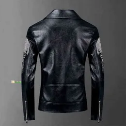 211118 Plein Philipps PP DI PP Skull Head Autumn Winter Fashion Leather Jacket Men Casual Hip-Hop Punk Man Leather Coat Giacca Pelle 611