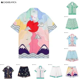 Camicia Casablanc Designer Set Masao San Stampa Uomo casa blanca Camicia casual e corta da donna in seta allentata T-shirt di alta qualità Summer Tour casablancas Tshirt Taglia M - 3XL aa