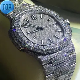 Orologio da polso con diamanti blingbling personalizzato di alta qualità Ice Out VVS Moissanite Watch