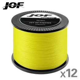 Lines JOF X12 X8 Super Strong 12 Strands 8 Strands Braided Fishing Line 300M 500M 1000M Multifilament PE Line Saltwater Fishing Tackle