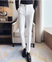 2017 autumn Business Mens Formal White Suit Pants Cotton Anti WrinklePocket Wedding Bride groom male Business Casual Trousers6584531