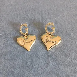 Dangle Earrings 1Pair Trendy Heart Metal Drop For Women Girls Korean Style Big Love Letter G Studs Earring Fashion Jewelry Gift