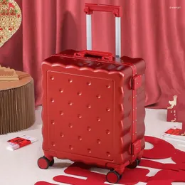 Suitcases Burgundy Luggage Wedding Dowry Box Bride A Pair Of Password Pull Rod Suitcase