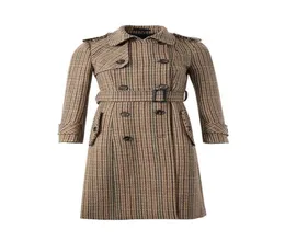 Women039s Trench Coats 2021 Vintage İngiliz Hissetme 30 Yün Çift Breased Plaid Gevşek Uzun Ceket Mantel Damen Kadınlar için8095082