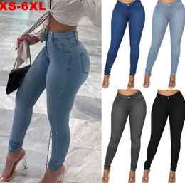 Damen Jeans Damen Mid Waist Stretch Skinny Denim Hosen 2021 Herbst Winter Blau Retro Gewaschene elastische dünne Bleistifthose 2024