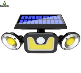 회전식 3 모드 83 COB SOLAR LIGHTS 78LED 70LED 70COB 정원 장식용 Double Head Solar Wall Light IP65 PIR 모션 센서 2145405