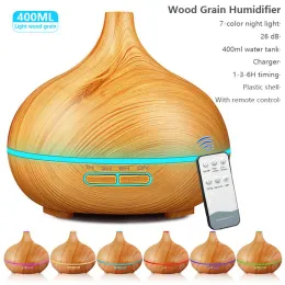 Humidifiers New 400ml Wood Essential Oil Diffuser Ultrasonic Usb Air Humidifier with 7 Color Led Lights Remote Control Office Home Difusor