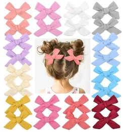 2pcsset katı pamuklu hiar yaylar için kız bebek butik el yapımı klips barrettes saç akessories3132232