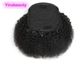 Perulu İnsan Saç At kuyruğu Afro Kinky Kıvırcık Bakire Saç Brazlian 100g 1 Parça Afro Kinky Kıvırcık Malezya Remy Pony Tails1291369