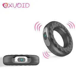 EXVOID Cock Silicone Rings Delay Ejaculation Sex Toys for Men Male Erection Penis Vibrating Ring Strong Vibrator 10 Frequency Y1917454394