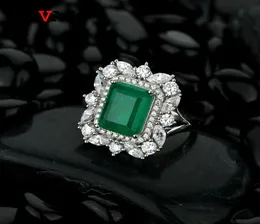 Oevas 100 925 prata esterlina síntese esmeralda anéis de casamento para mulheres espumante alto carbono diamante festa jóias finas presentes8528494