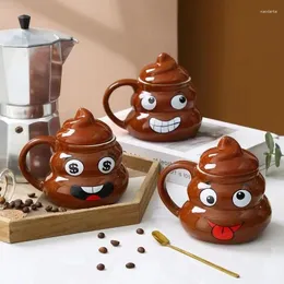 Mugs Cartoon Smile Poop Mug Funny Ceramic Water Cup With Lid Coffee Cups Personality Humor Gift Office Drinkware