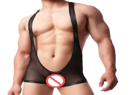 Men039s Mesh See Through Bodysuits Bodybuilding Wrestling Singlet Bikini Jumpsuit Transparent Sexy Teddies Men039s Sissy Und1968262