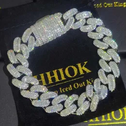 Hip Hop Garra Configuração Baguette 5A Cubic Zirconia Bling Iced Out 15mm Curb Miami Cuban Link Pulseiras para Homens Rapper Jóias 240226