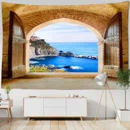 Tapestries Beautiful Sea View Printed Large Tapestry Hippie Wall Hanging Polyester Fabric Home Decor Rug Carpets Art Background Cloth