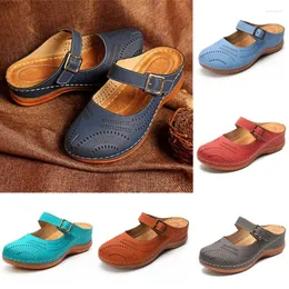 Casual Shoes Women's Non Slip Light Bekväm ihålig strand Boho Wedge Solid Sandals